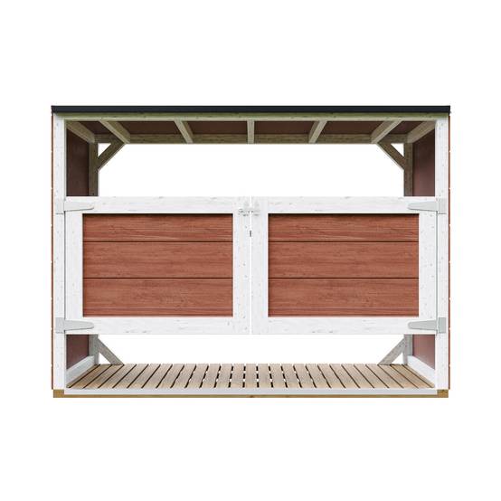 Timbela - Abri de jardin pour poubelles, Cache poubelle extérieur 1,62 m² / 3x240L - Timbela M982A-REDWOOD RED - Image 2