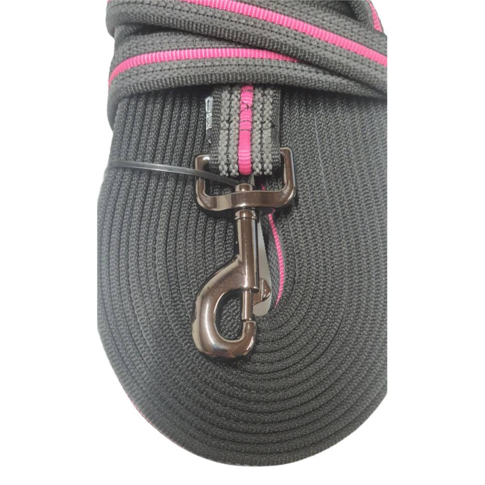 Laisse d'entraînement en nylon. 10 mètres x 25 mm.  rose. pour chien. - Image 3