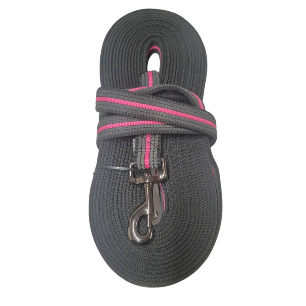 Laisse d'entraînement en nylon. 10 mètres x 25 mm.  rose. pour chien. - Image 1