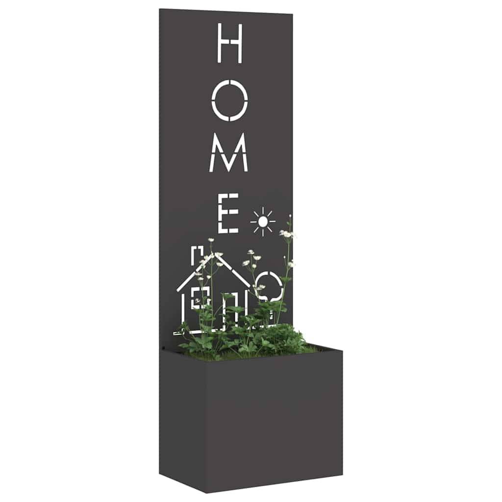 Jardinière - Pot De Fleurs - Bac à Fleurs avec Panneau Décoratif Noir 50 x 140 cm g1183 - Image 3