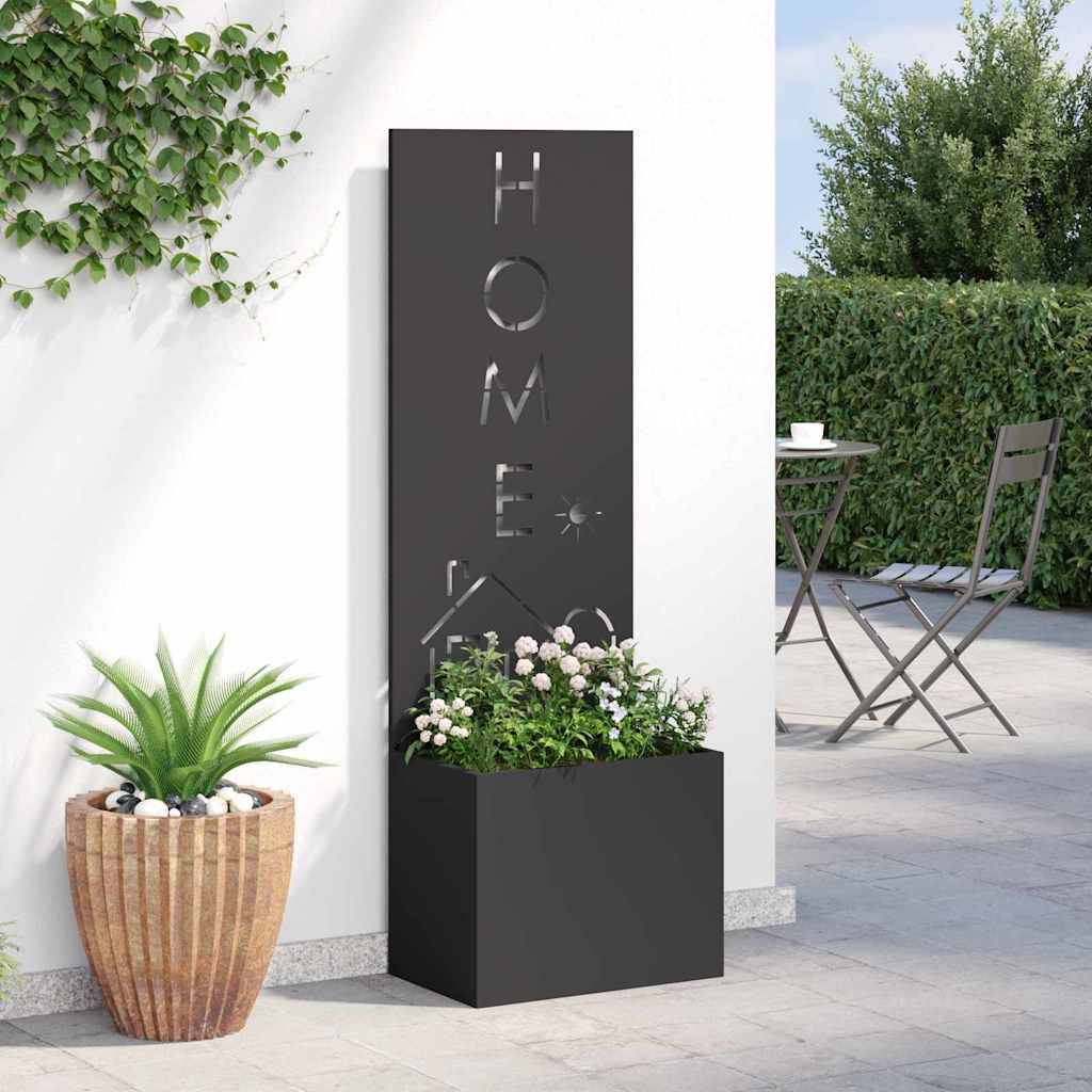 Jardinière - Pot De Fleurs - Bac à Fleurs avec Panneau Décoratif Noir 50 x 140 cm g1183 - Image 4