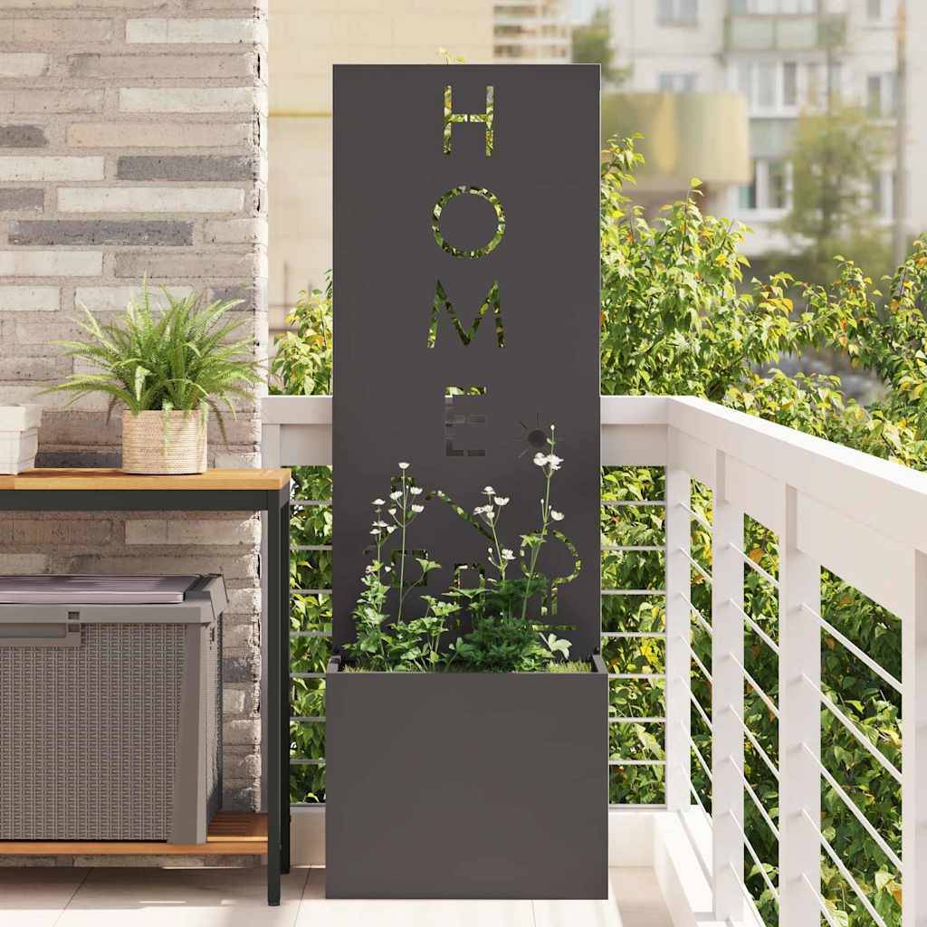 Jardinière - Pot De Fleurs - Bac à Fleurs avec Panneau Décoratif Noir 50 x 140 cm g1183 - Image 2