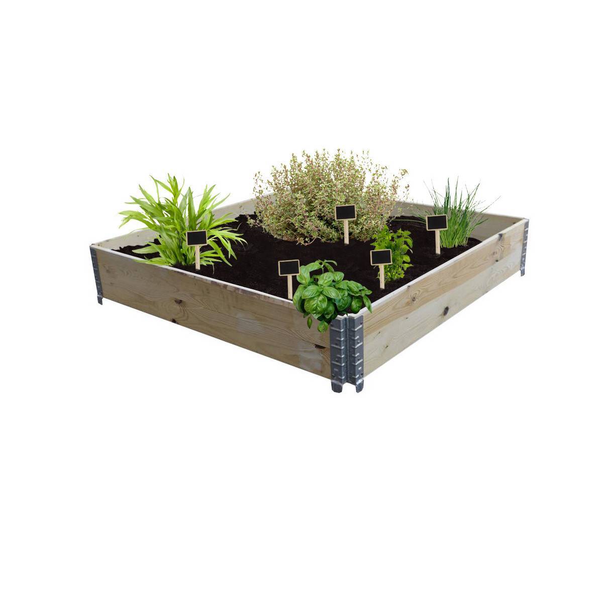 Carré potager en bois naturel 1200x1000mm - Image 2
