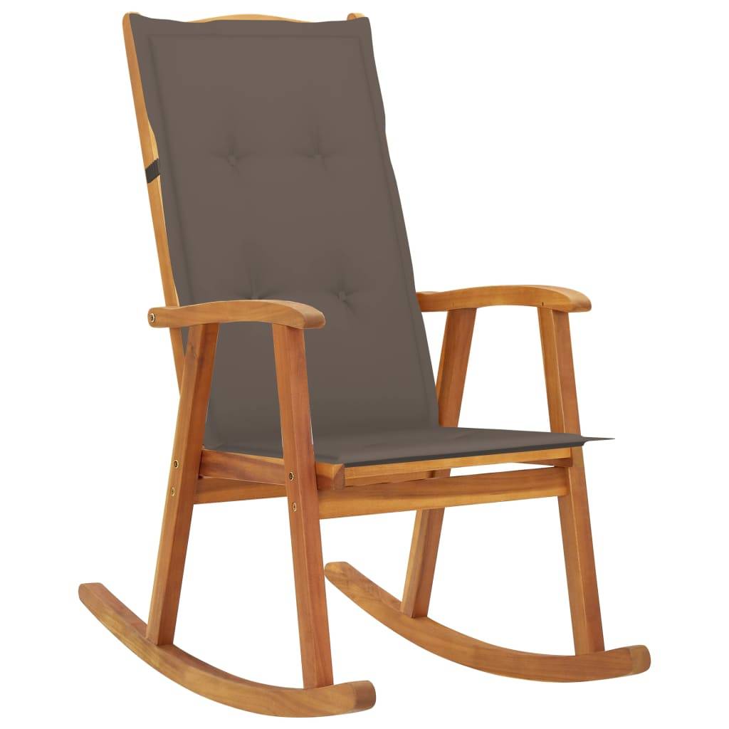 Chaise à bascule Bois d'acacia massif Taupe 57 x 100 x 117 cm - PANGIVO - Image 1