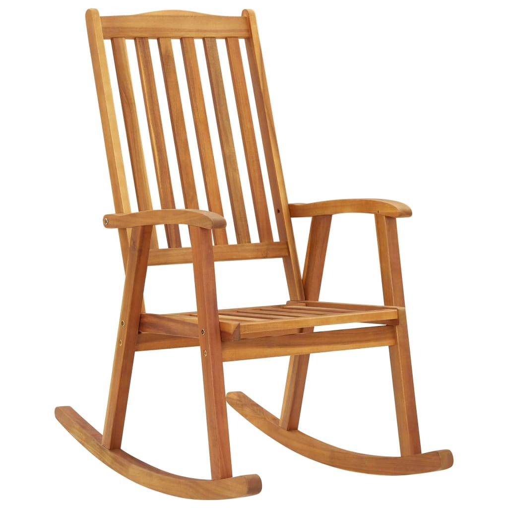 Chaise à bascule Bois d'acacia massif Taupe 57 x 100 x 117 cm - PANGIVO - Image 2