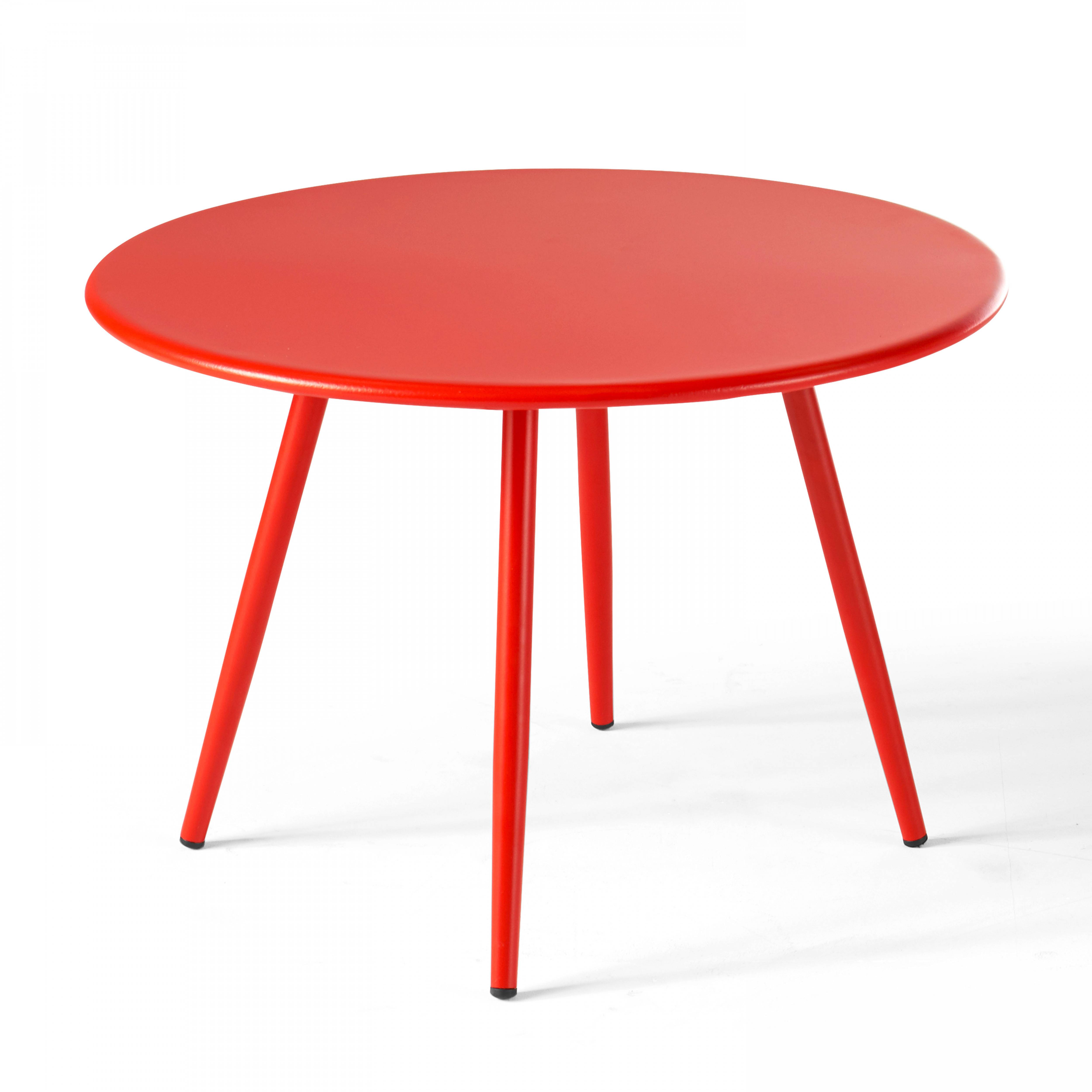 Oviala - Table basse de jardin ronde en métal rouge 40 cm Palavas - Oviala - Image 1