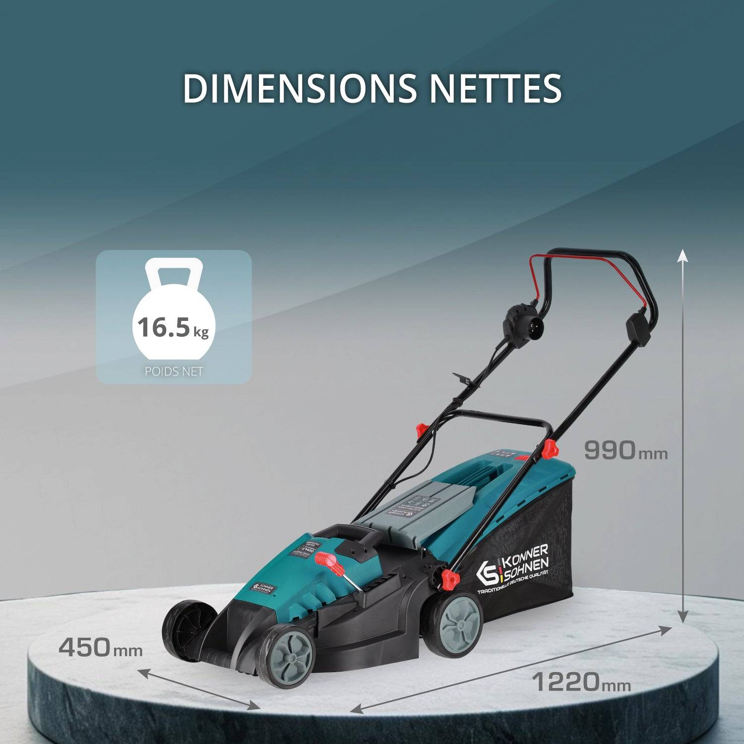 Tondeuse électrique 1400W, 38 cm de coupe, 3000 tr/min - Könner Söhnen KS 38LM-BL - Image 6