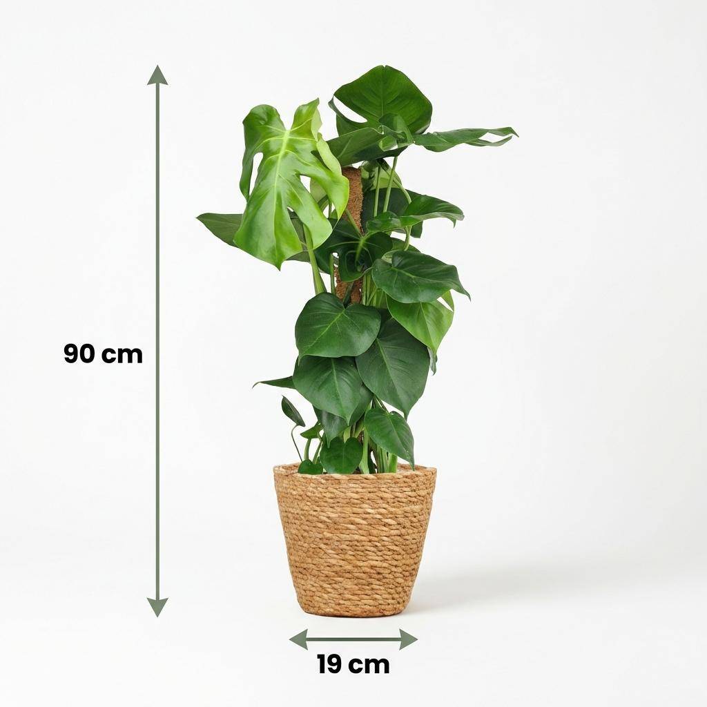 Monstera Deliciosa avec tuteur - Pot de 19cm - Hauteur 90cm - Panier - Plantes d'intérieur - Image 5