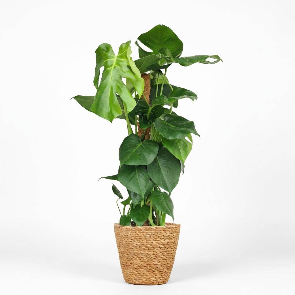 Monstera Deliciosa avec tuteur - Pot de 19cm - Hauteur 90cm - Panier - Plantes d'intérieur