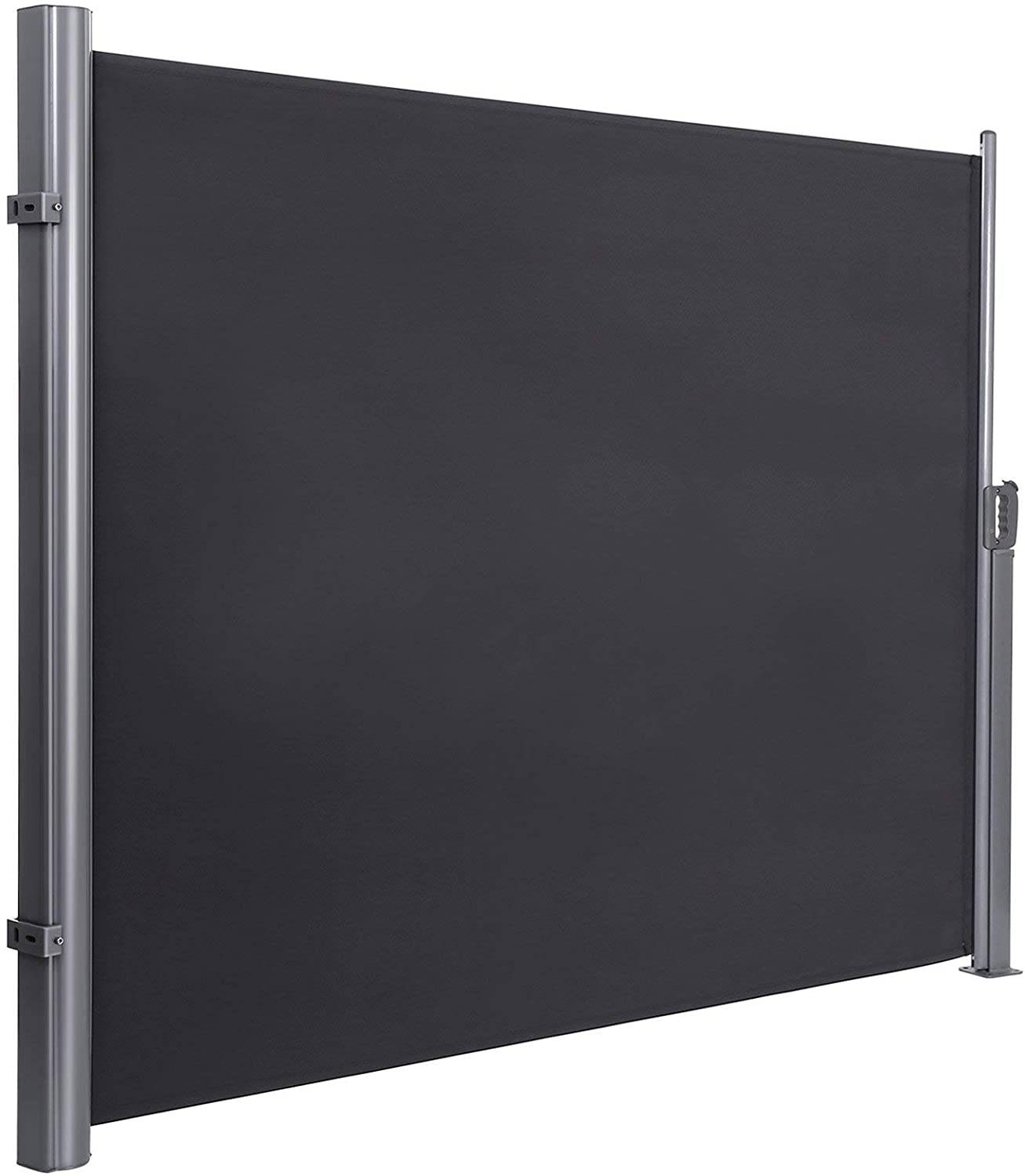 Helloshop26 - Store latéral extractible brise vue pare soleil certifié par tissus en polyester 280 g gris foncé 180 x 300 gris foncé - Image 1