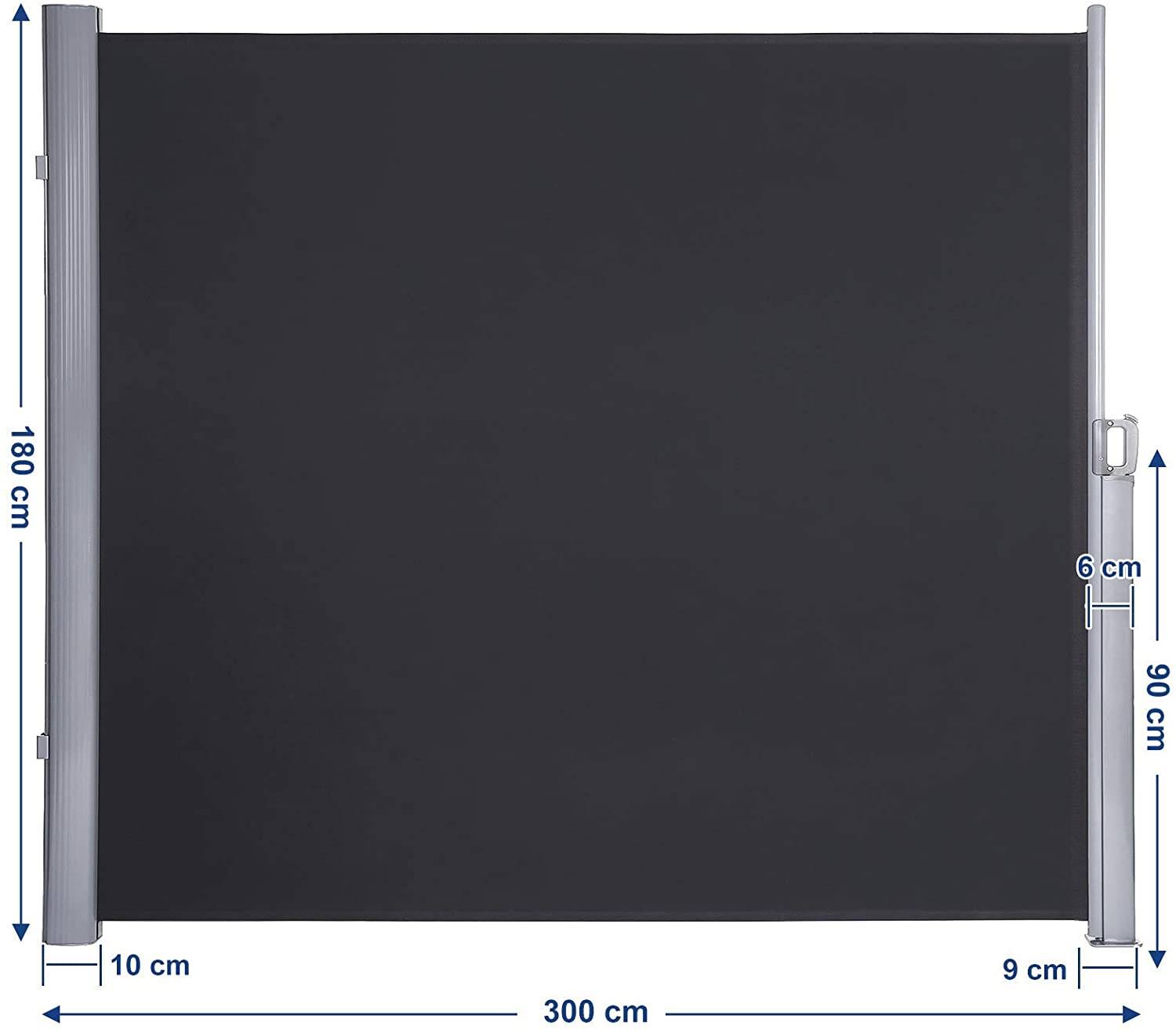 Helloshop26 - Store latéral extractible brise vue pare soleil certifié par tissus en polyester 280 g gris foncé 180 x 300 gris foncé - Image 2