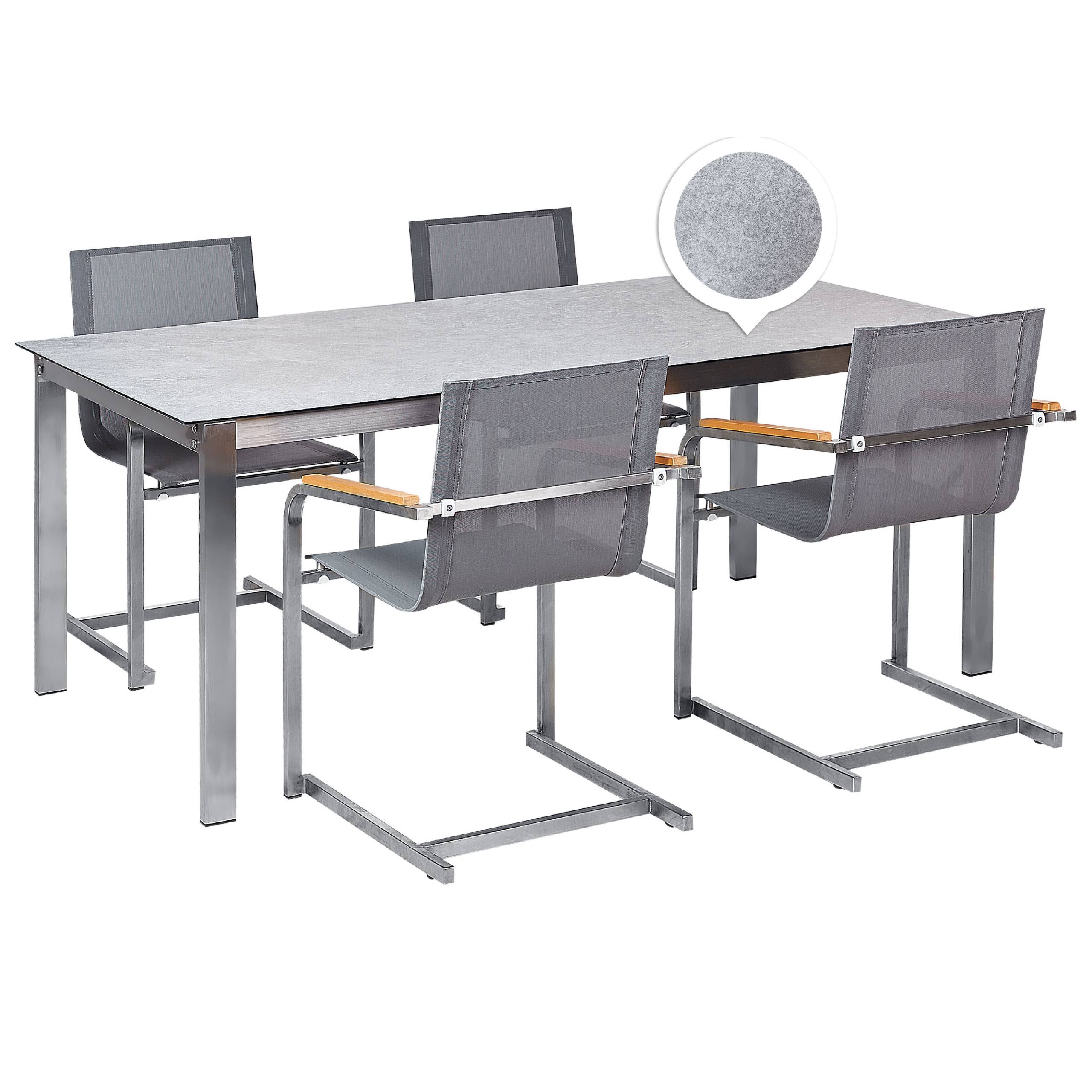 Beliani - Set de salle à manger Verre de sécurité Gris COSOLETO Beliani - Image 1