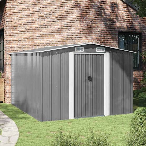 Vidaxl - Abri de jardin 257x298x178 cm Métal Gris 7.7m² vidaXL 143341 - Image 4