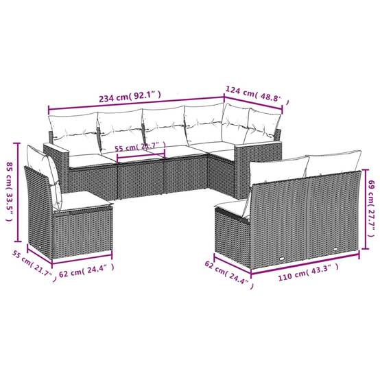 Canapé d'Angle de Jardin 8 Places Modulable en Polyrotin et Acacia avec Rangement Extérieur Beige – ComfortXL Outdoor Living - Image 3