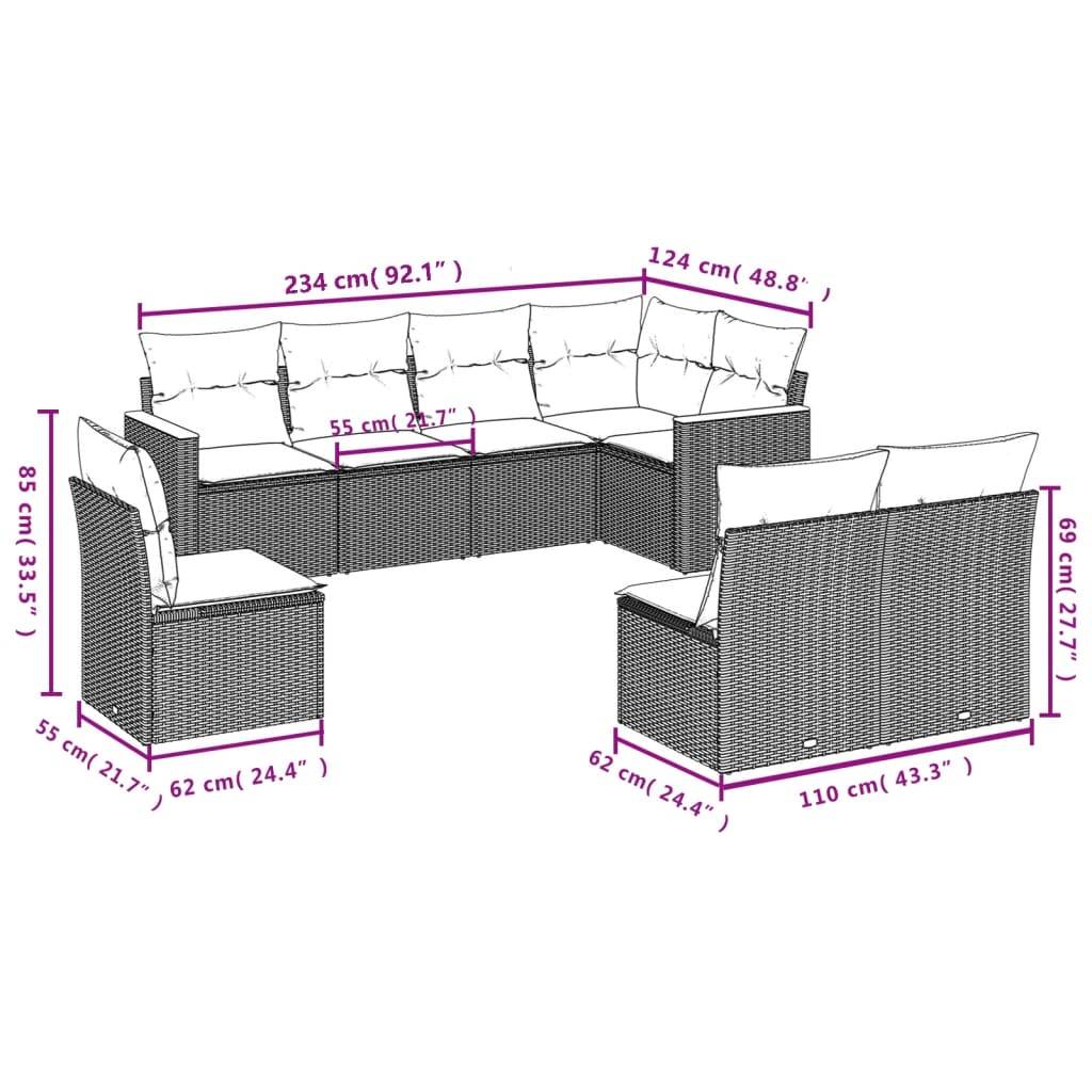 Canapé d'Angle de Jardin 8 Places Modulable en Polyrotin et Acacia avec Rangement Extérieur Beige – ComfortXL Outdoor Living - Image 3