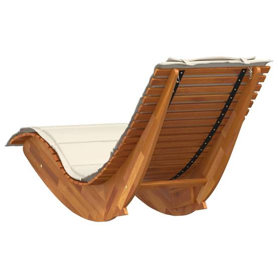 PANGIVO - Transat bois acacia marron 154 x 60 x 74 cm avec coussin - PANGIVO - Image 7