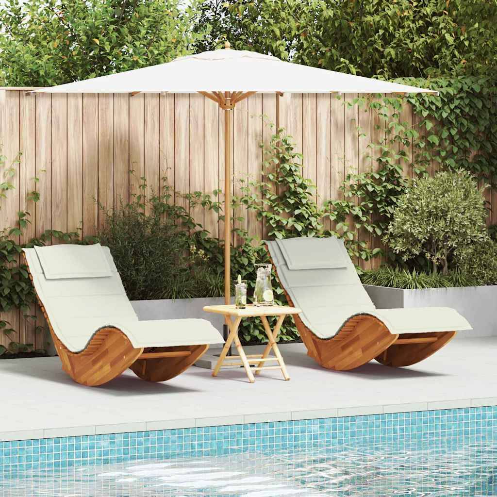 PANGIVO - Transat bois acacia marron 154 x 60 x 74 cm avec coussin - PANGIVO - Image 1
