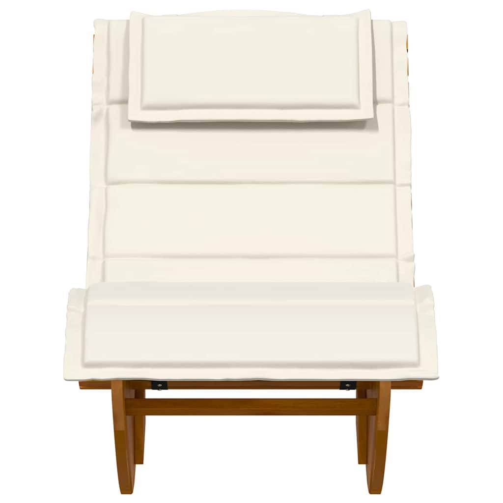 PANGIVO - Transat bois acacia marron 154 x 60 x 74 cm avec coussin - PANGIVO - Image 5