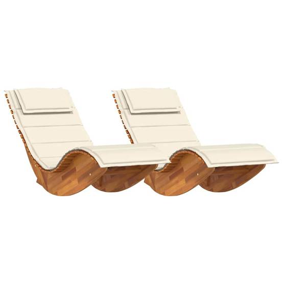 PANGIVO - Transat bois acacia marron 154 x 60 x 74 cm avec coussin - PANGIVO - Image 2