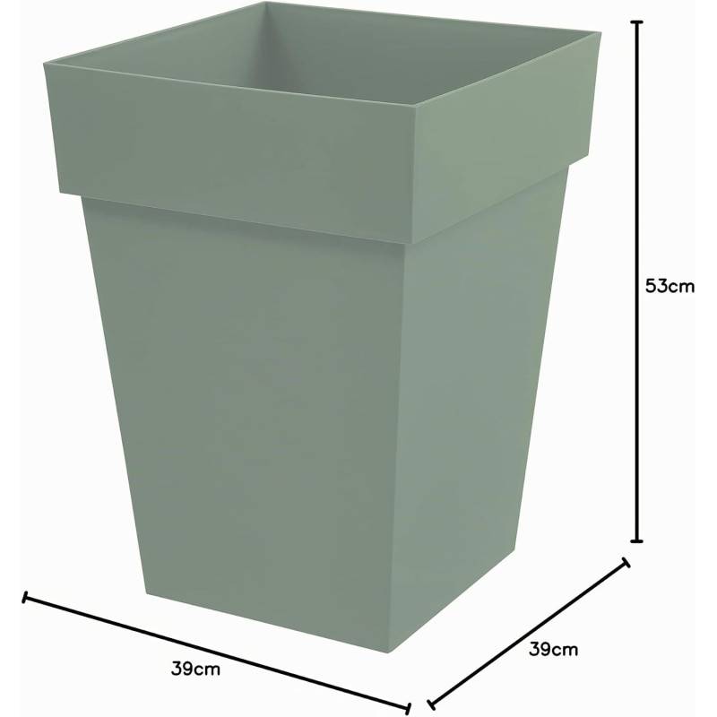 EDA Plastiques - Eda Plastique - Pot De Fleur Mi-haut Carre Toscane - 39 X 39 X H 53 Cm - 51 L - Vert Laurier - Image 9
