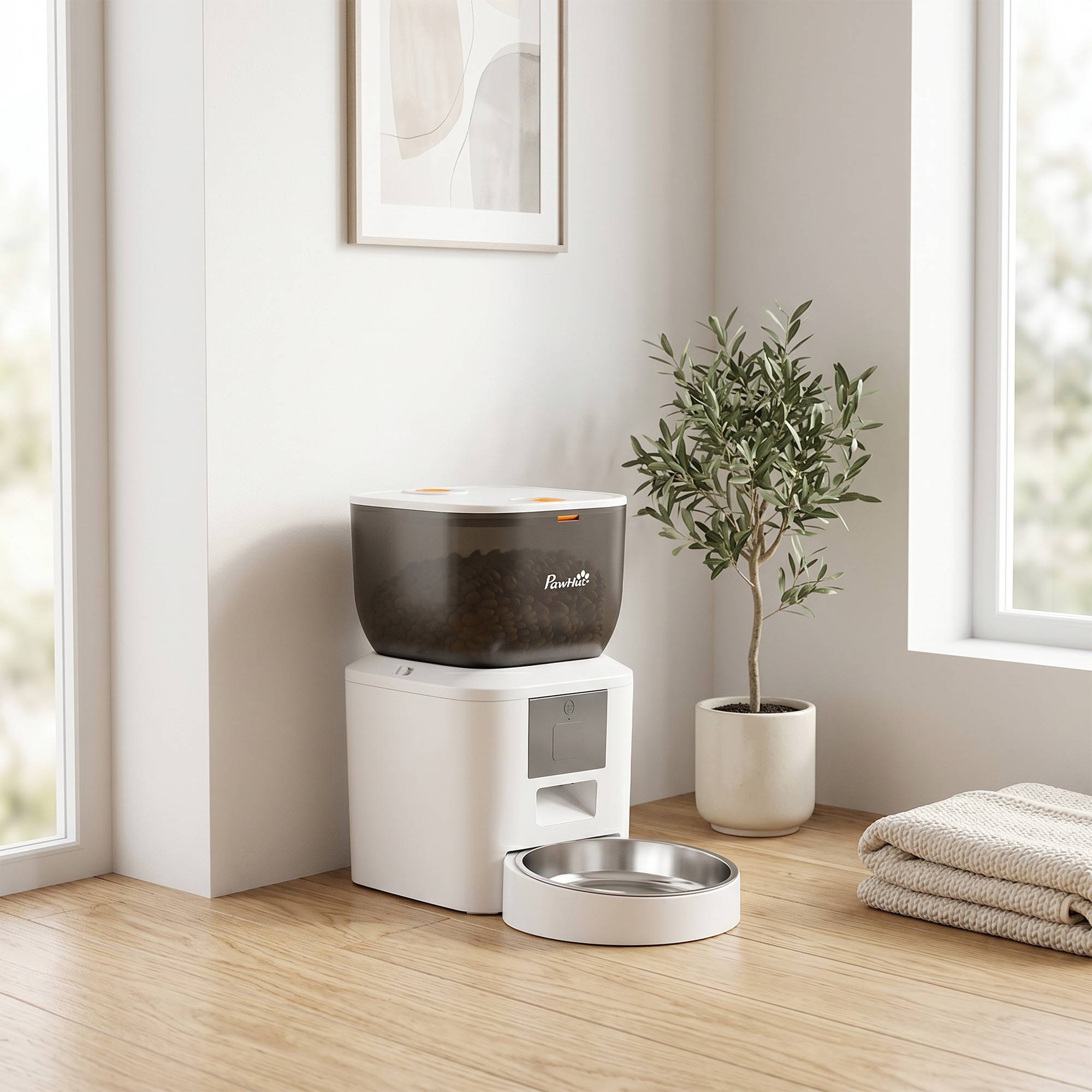 ComfortXL - Distributeur automatique 4 L ABS inox blanc pour chat avec Wi-Fi commande par application et message vocal 10 s - Image 8