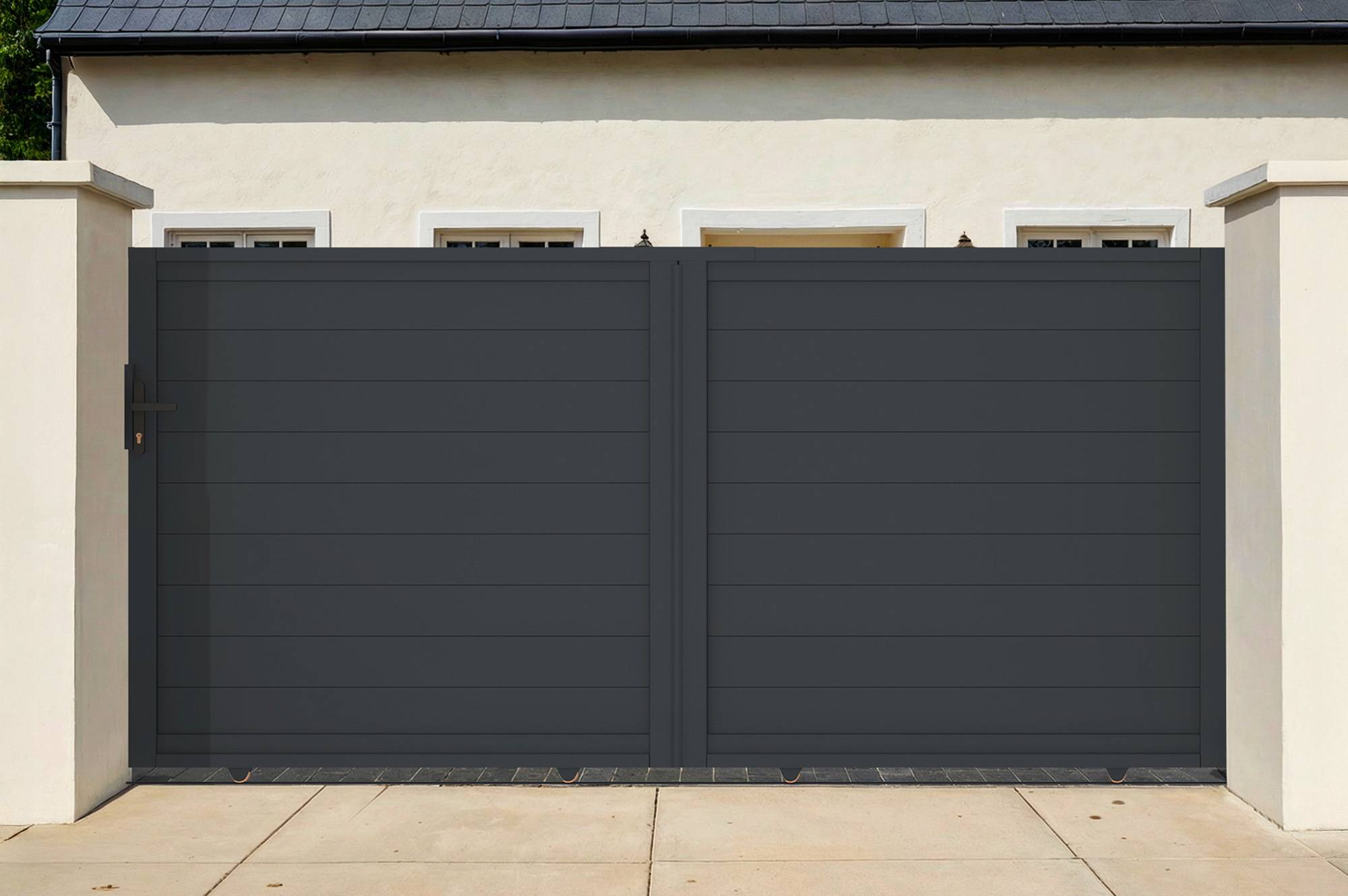 Casanoov Portail coulissant 3 m EIGER H.140 cm aluminium gris - Image 1