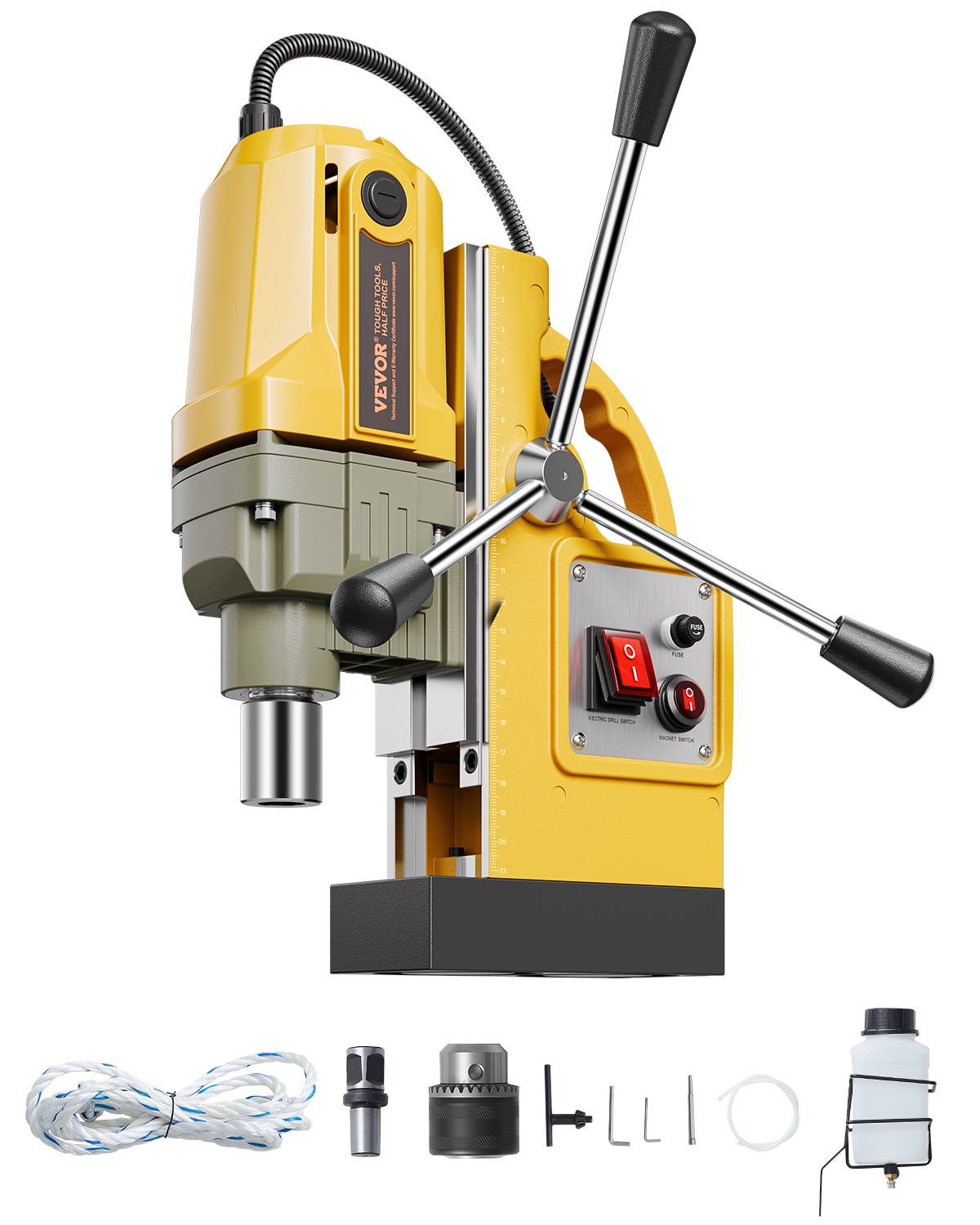 VEVOR Perceuse magnétique 1400W, colonne 12500 N, vitesse à vide 800 tr/min, max diam. 40 mm. - Image 1