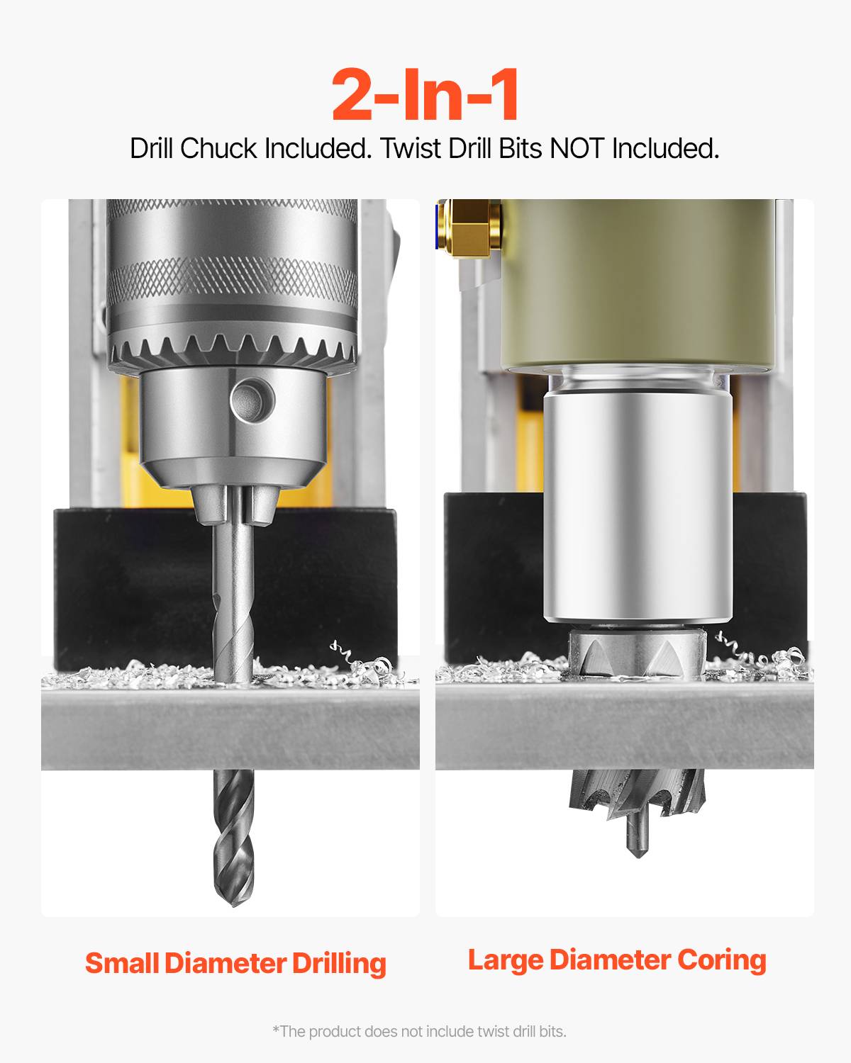 VEVOR Perceuse magnétique 1400W, colonne 12500 N, vitesse à vide 800 tr/min, max diam. 40 mm. - Image 3