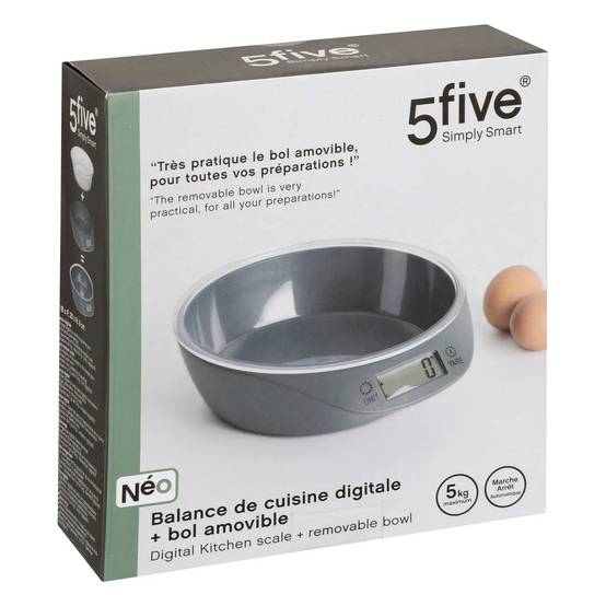Balance de Cuisine Digitale Avec Bol "Néo" 28cm Gris - Image 4