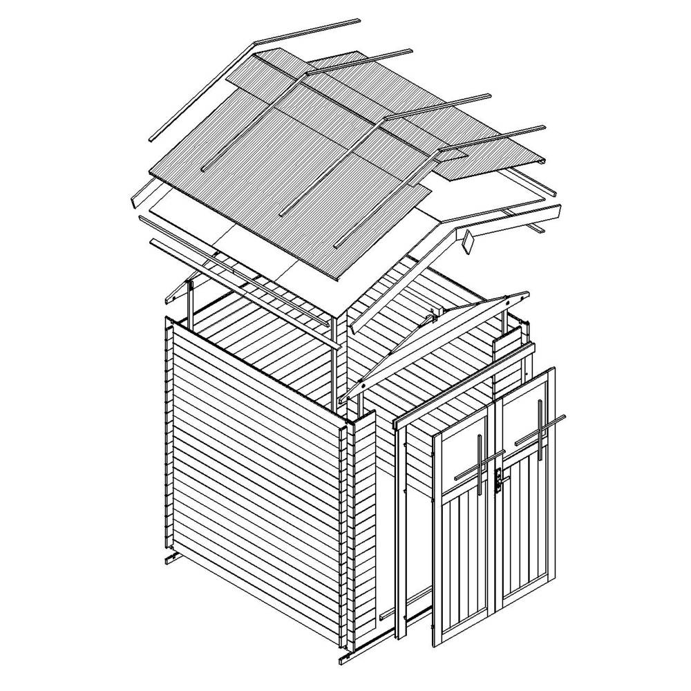 Timbela - Abri de jardin en bois I196xL136xH218 cm / 1.98 m² - Stockage extérieur - Petit abri à outils, Local à vélos - 19 mm d’épaisseur - Timbela M367F - Image 7