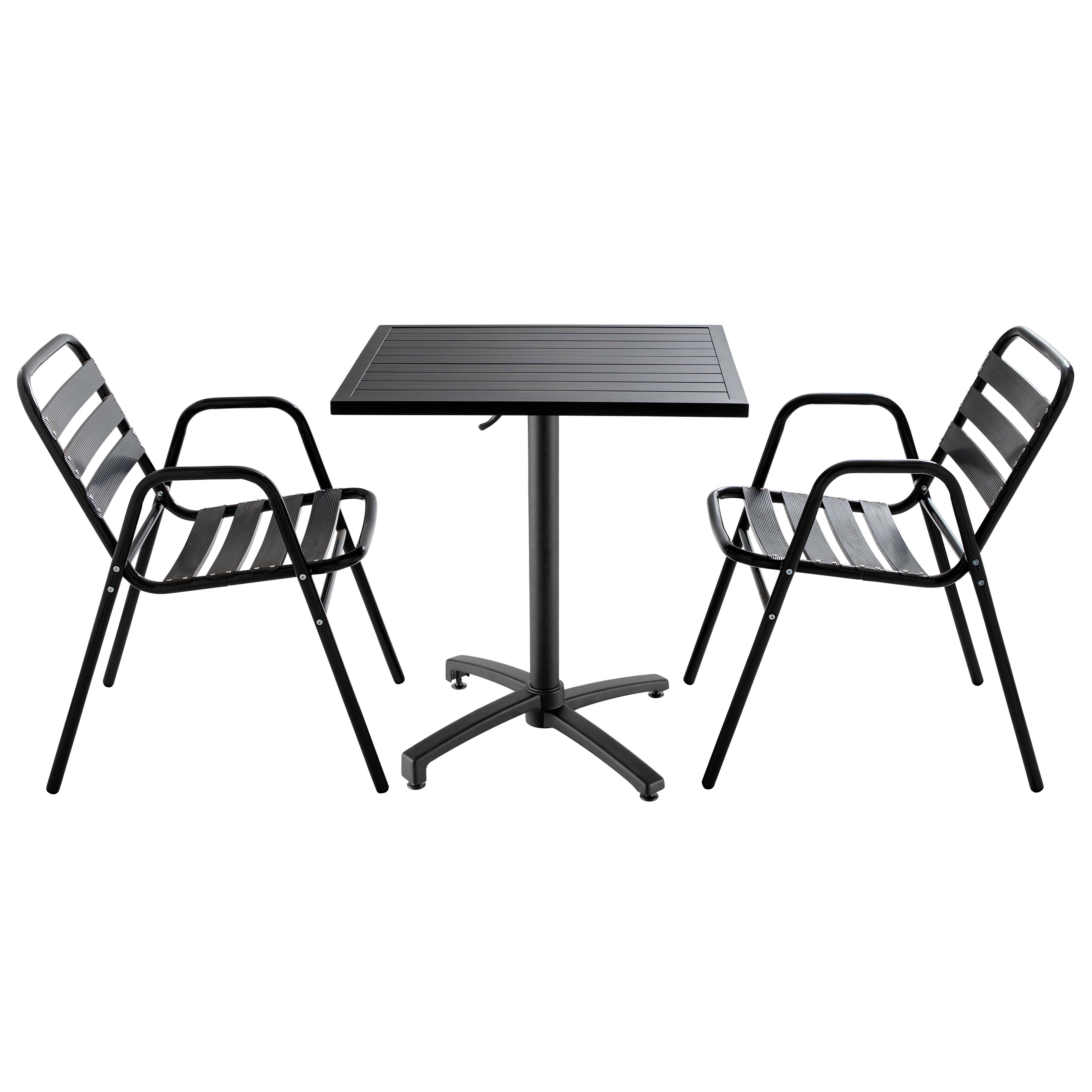 Oviala - Ensemble table de jardin bistrot et 2 chaises en aluminium gris Cardiff - Oviala - Image 1