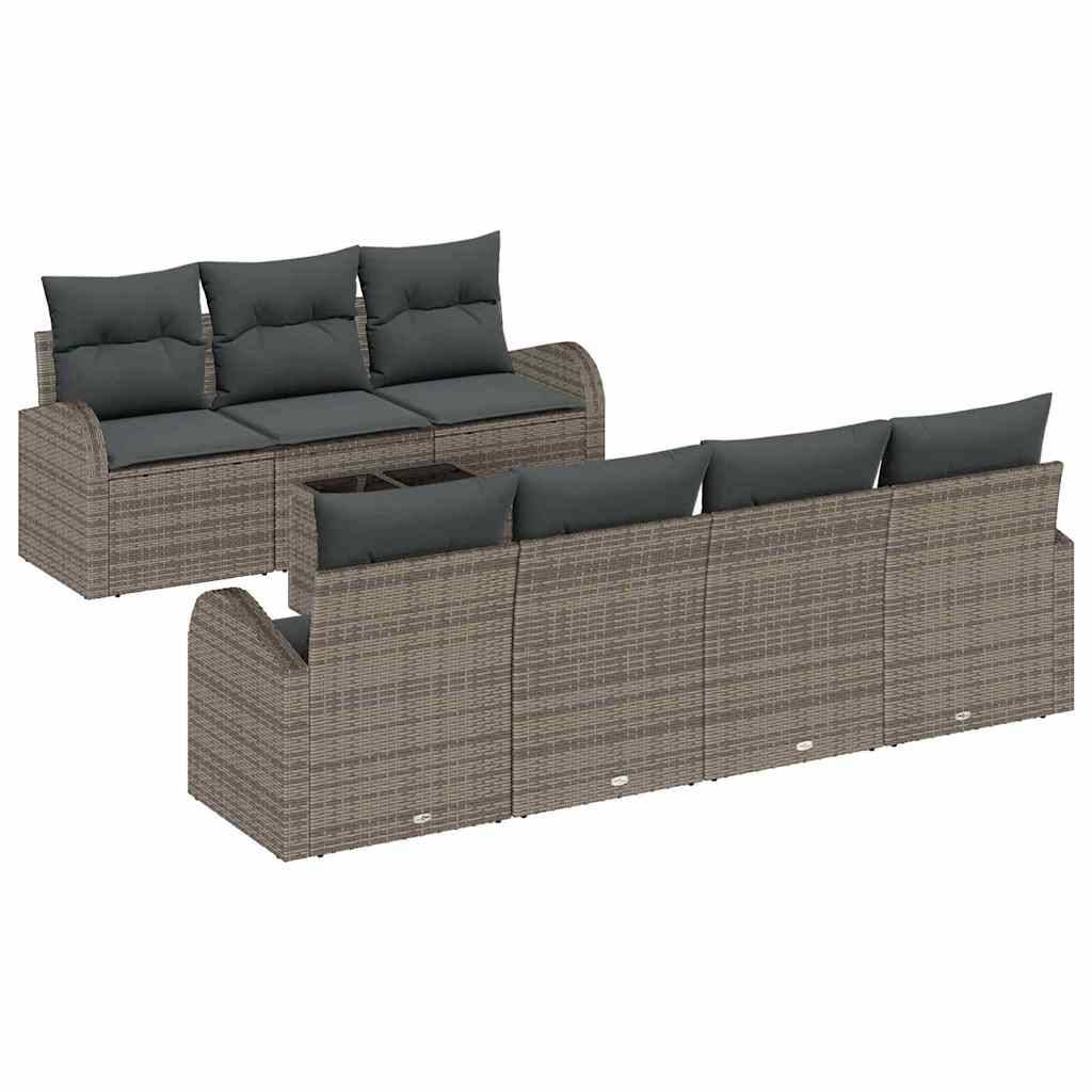 ComfortXL - Canapé Extérieur XXL 8 Pcs Polyrotin Gris Coussins Déhoussables Table Verre – ComfortXL Outdoor Living - Image 2