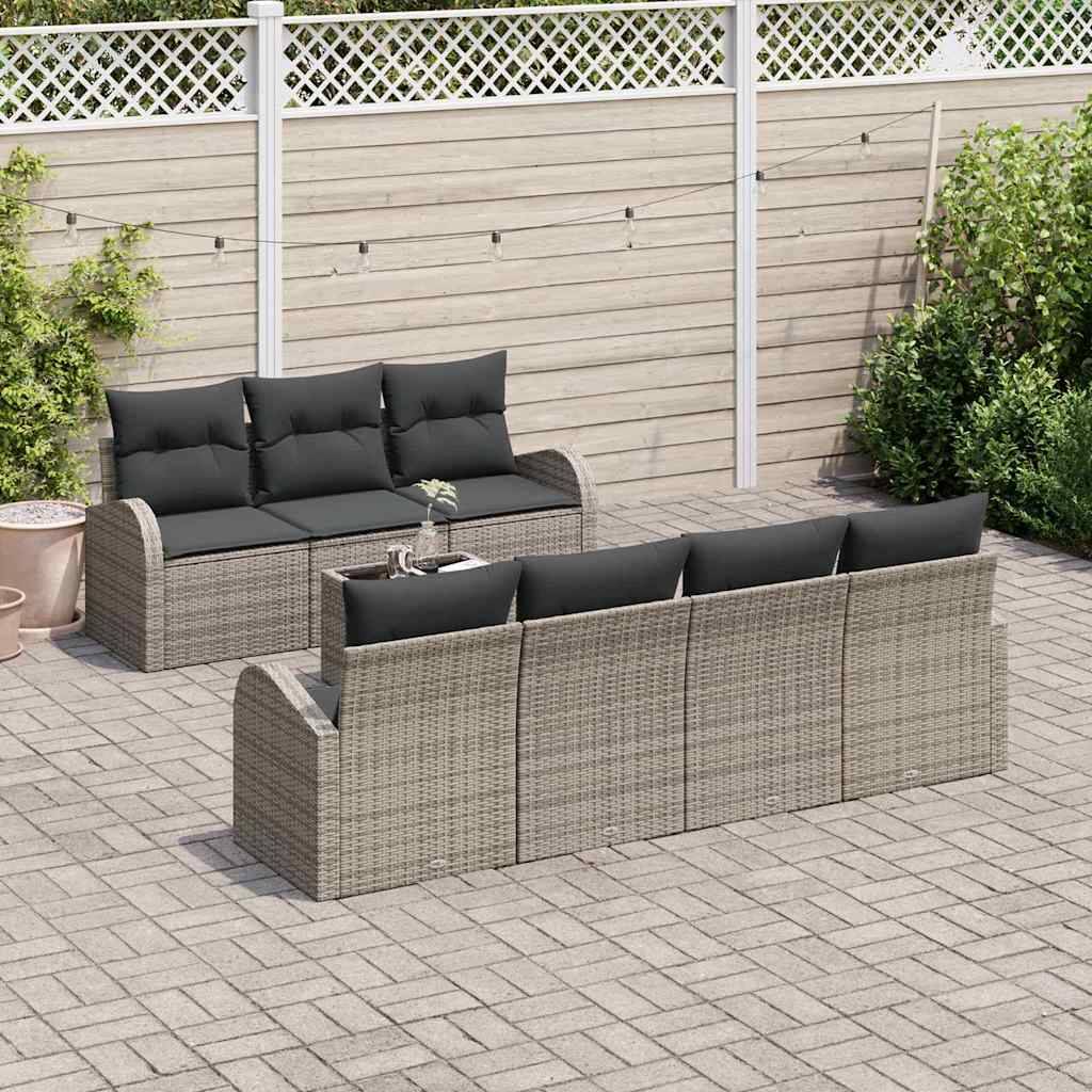 ComfortXL - Canapé Extérieur XXL 8 Pcs Polyrotin Gris Coussins Déhoussables Table Verre – ComfortXL Outdoor Living - Image 3