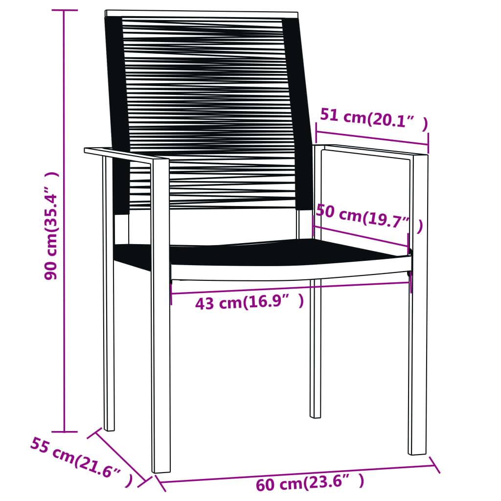 Ensemble Repas 4P 140cm Rotin Creux PVC et Acier Noir – ComfortXL Outdoor Living - Image 7