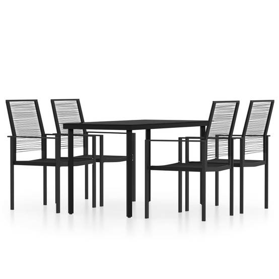 Ensemble Repas 4P 140cm Rotin Creux PVC et Acier Noir – ComfortXL Outdoor Living - Image 2
