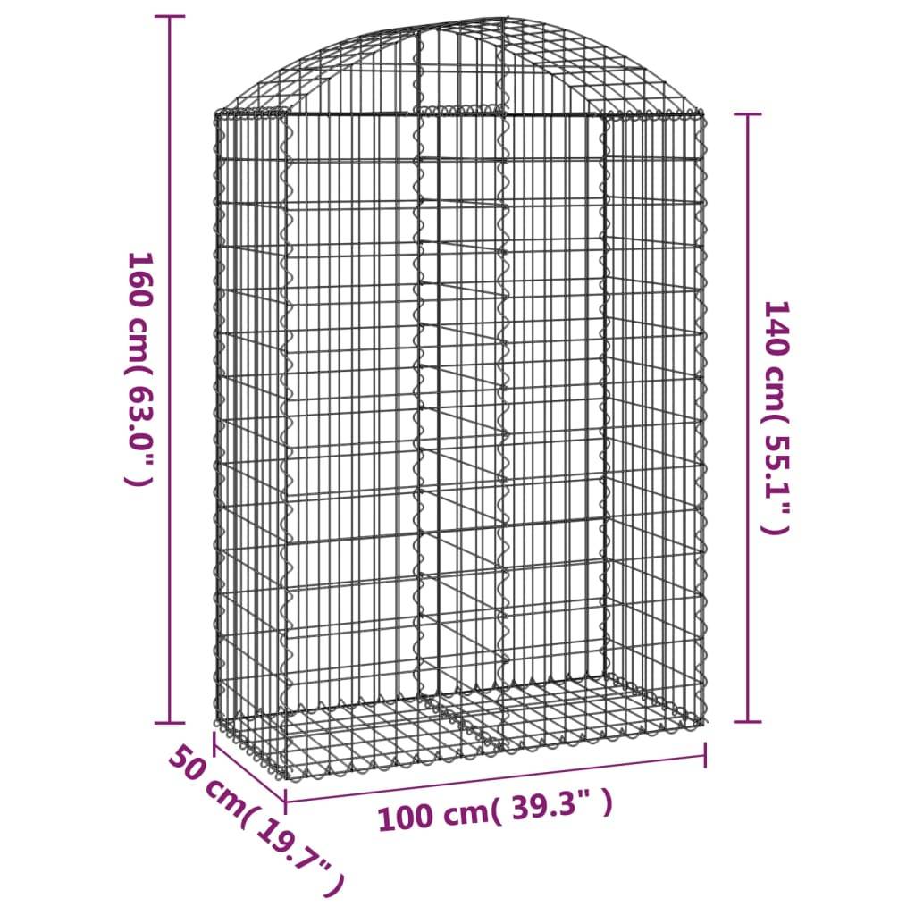 Vidaxl - Panier de gabions arqué 100x50x140/160 cm Fer galvanisé vidaXL 153437 - Image 3