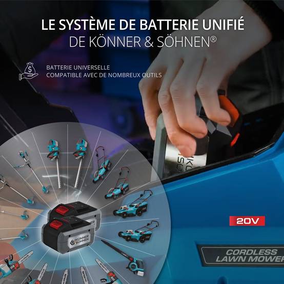 Tondeuse électrique sans fil, lame 33 cm, surface 100 et 250 m² - Könner Söhnen KS 33LM-20V - Image 9