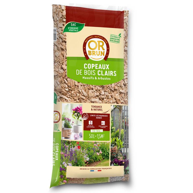 Or Brun - Paillage Naturel 50L Or Brun - Réduit l'Arrosage et Protège du Gel