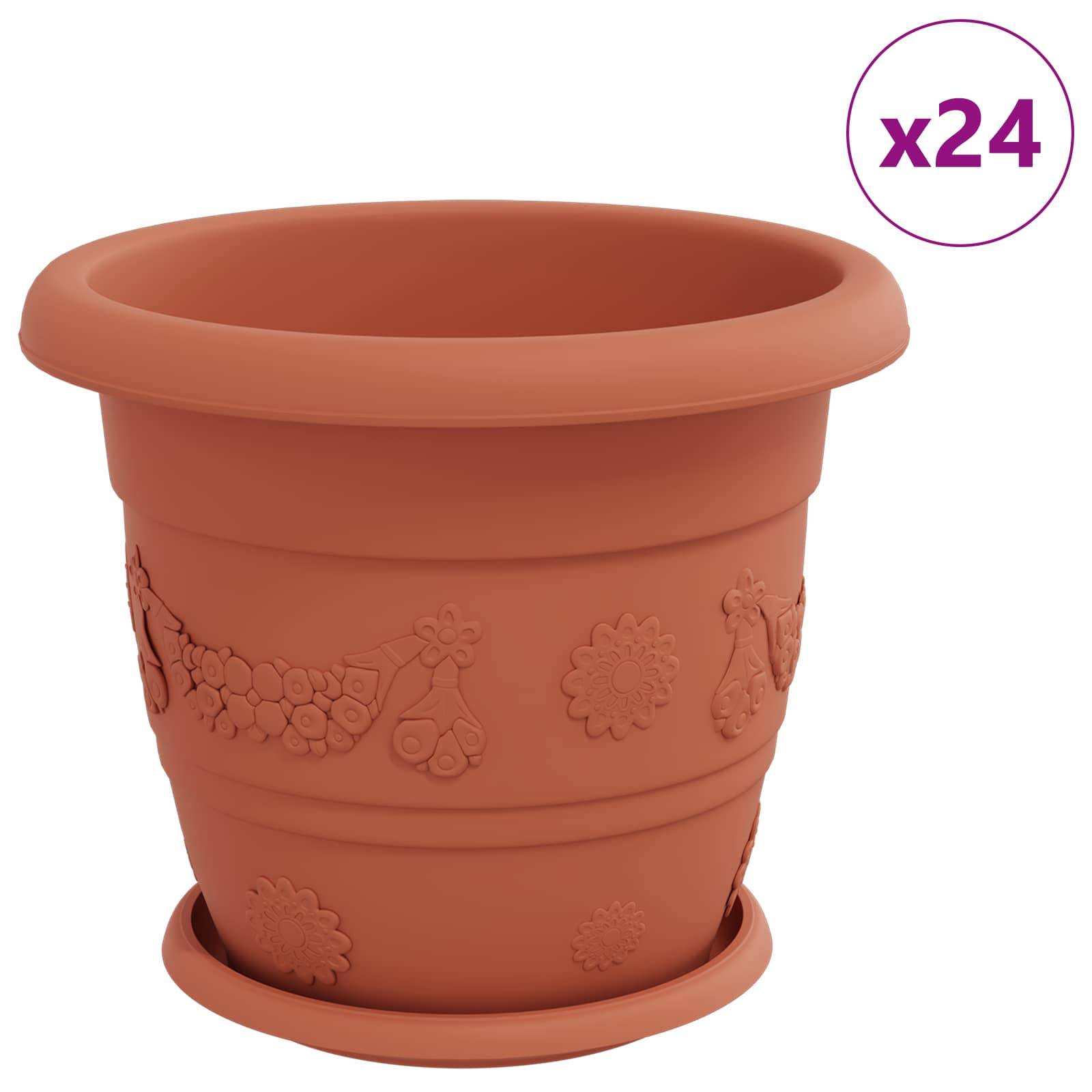 Pots de plantes 24 pcs | Bac à fleurs Rouge brique Ø 26 x 21.5 cm Plastique