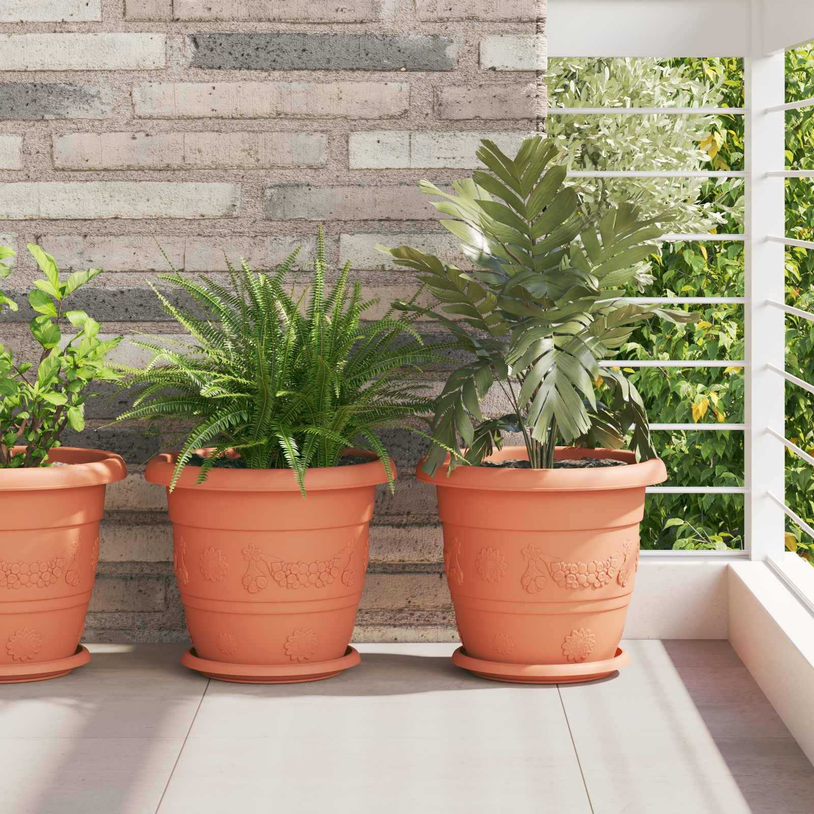 Maison Chic - Pots de plantes 24 pcs | Bac à fleurs Rouge brique Ø 26 x 21.5 cm Plastique