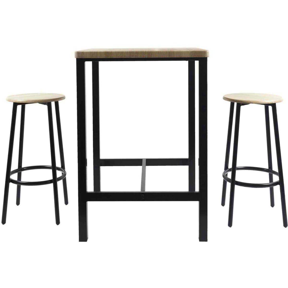 The Home Deco Factory - Ensemble table mange debout avec 2 tabourets Loka - Image 1