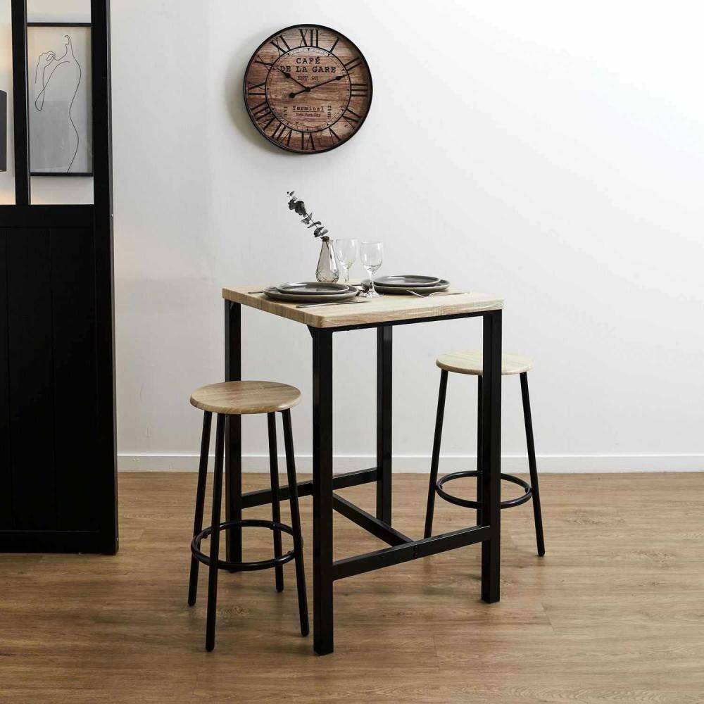The Home Deco Factory - Ensemble table mange debout avec 2 tabourets Loka - Image 2