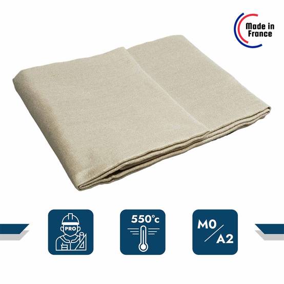 Toile Anti-Chaleur 2x2 m 550SD0 - Performance 550 degrés - Bâche de protection Soudure Ignifugée M0 Made In France TECPLAST - Image 2