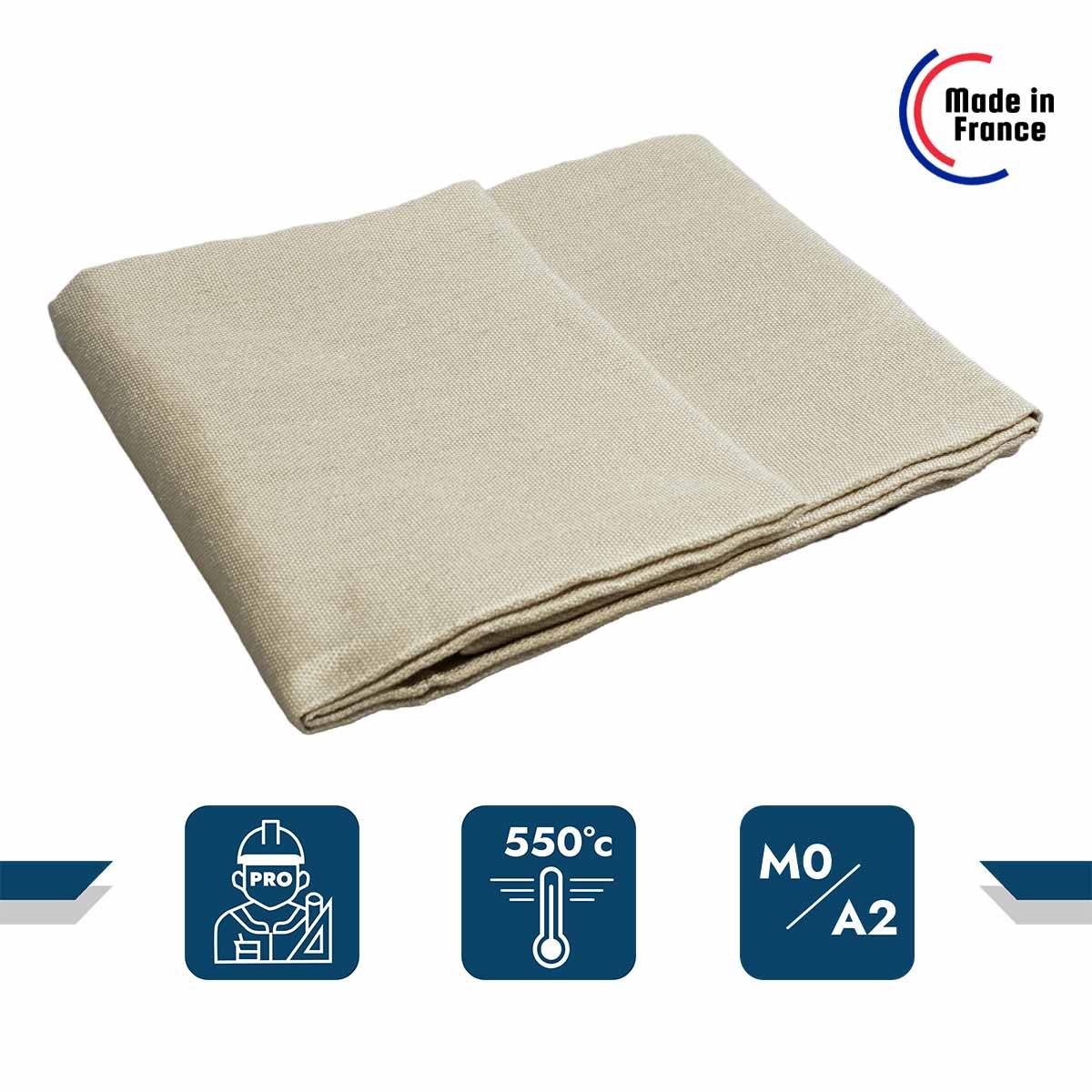 Toile Anti-Chaleur 2x2 m 550SD0 - Performance 550 degrés - Bâche de protection Soudure Ignifugée M0 Made In France TECPLAST - Image 2
