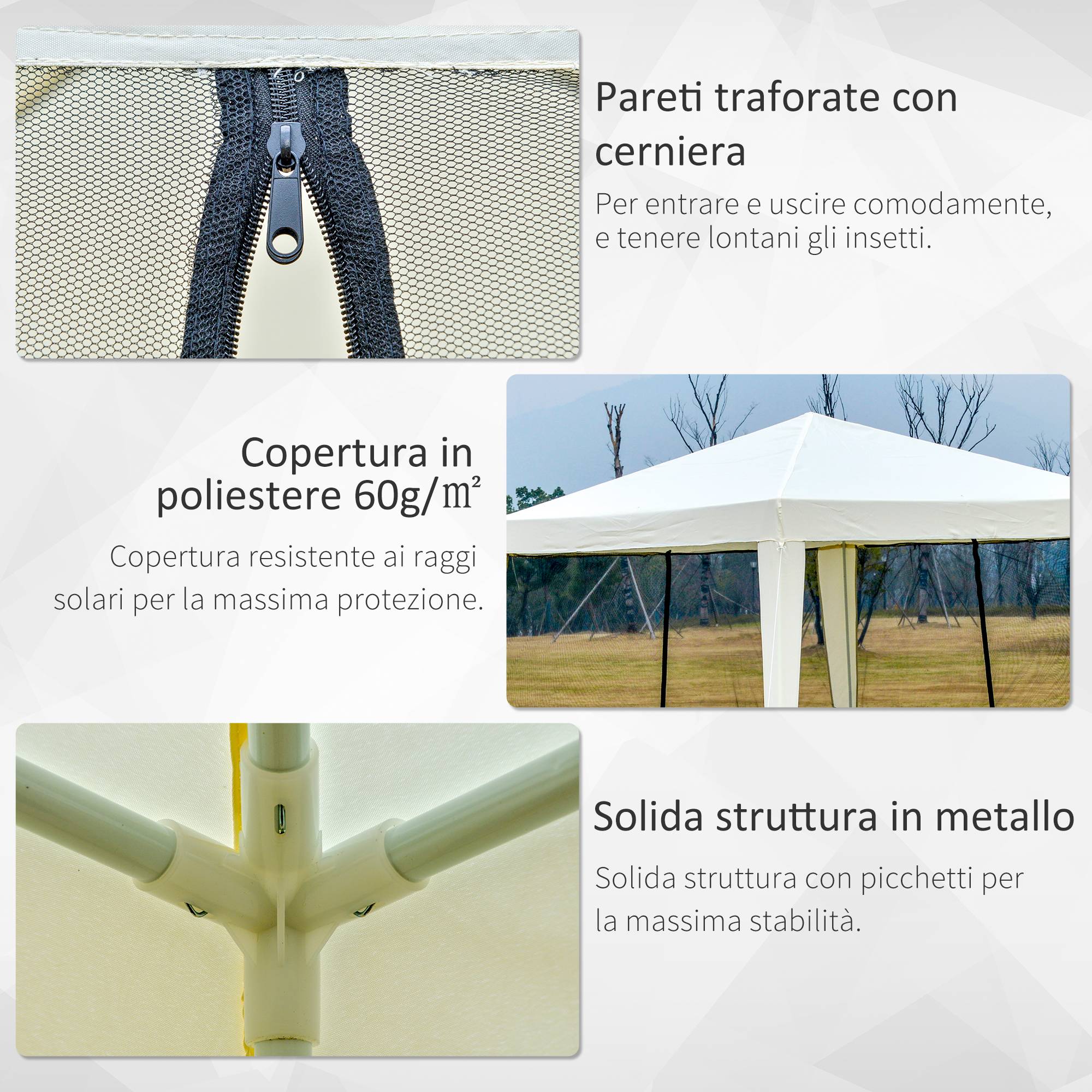 Tonnelle Barnum Pliante Acier Jardin Événements Moustiquaire 3x3m Beige - ComfortXL Outdoor Living - Image 7