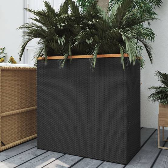 Jardinière - Bac à Fleurs - Pot De Fleurs noir 80x40x80 cm résine tressée - Image 2