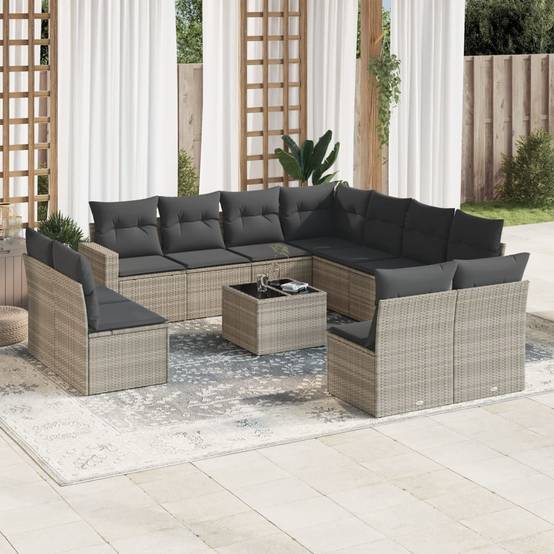 ComfortXL - Salon de jardin bas 12 pcs Résine Tressée Gris Clair avec Table et Coffres de Rangement – ComfortXL Outdoor Living - Image 1