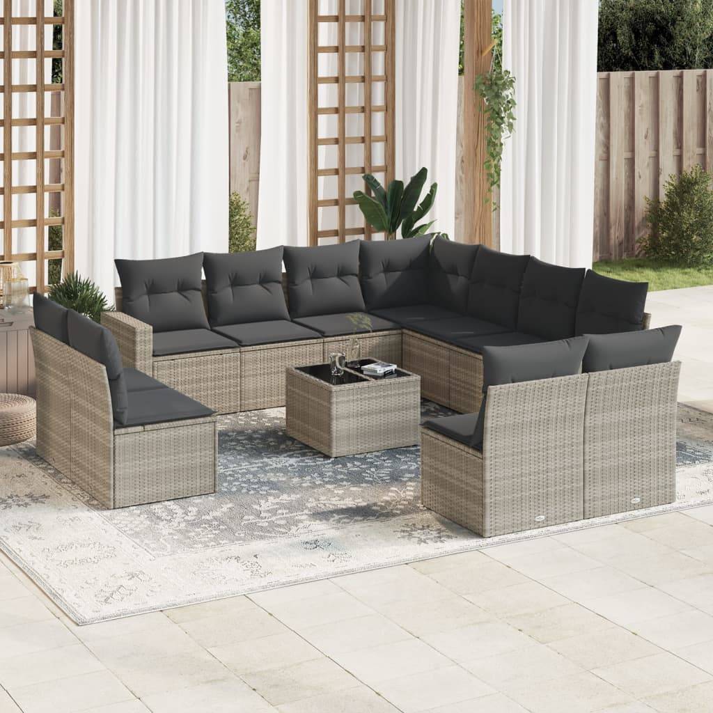 ComfortXL - Salon de jardin bas 12 pcs Résine Tressée Gris Clair avec Table et Coffres de Rangement – ComfortXL Outdoor Living - Image 1