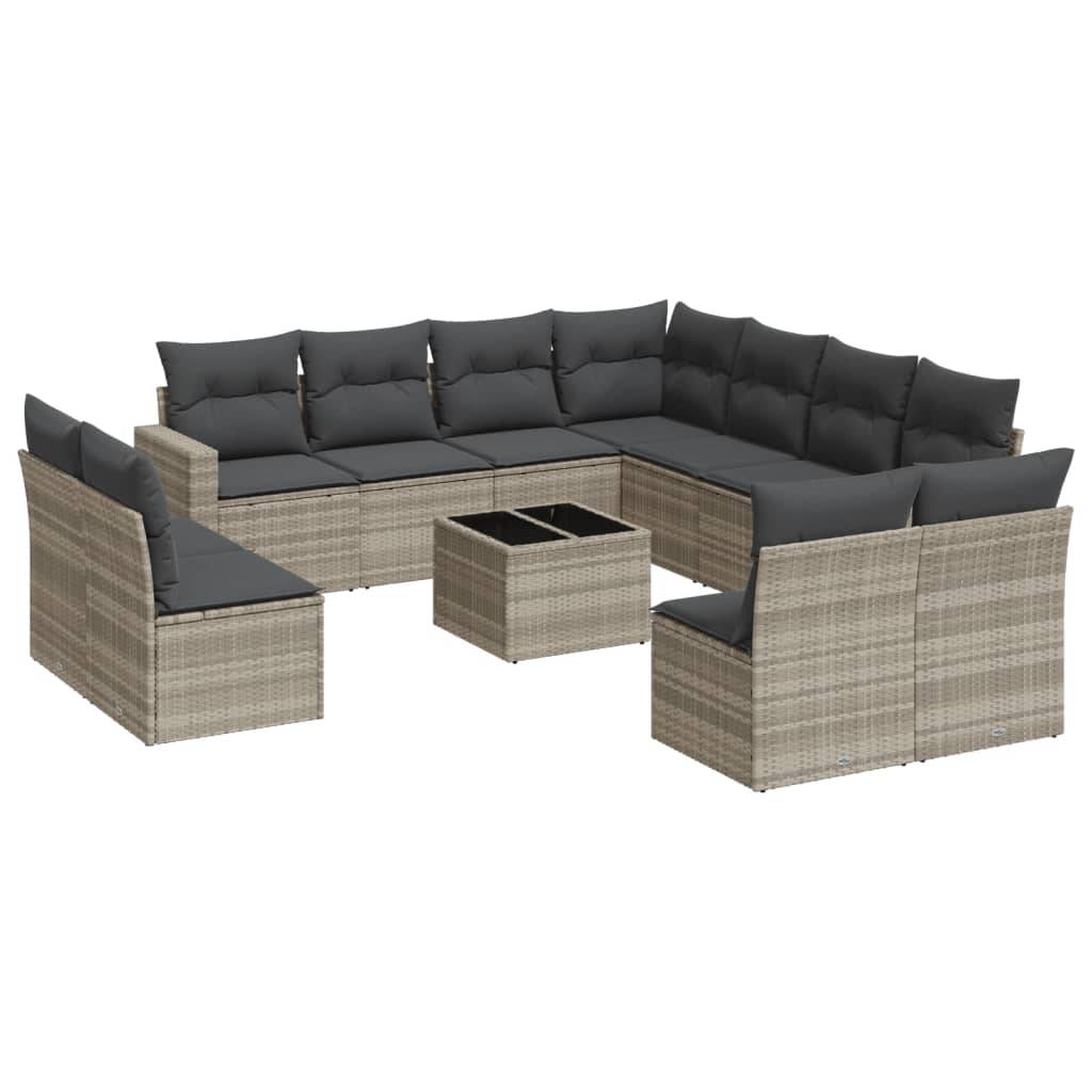 ComfortXL - Salon de jardin bas 12 pcs Résine Tressée Gris Clair avec Table et Coffres de Rangement – ComfortXL Outdoor Living - Image 2