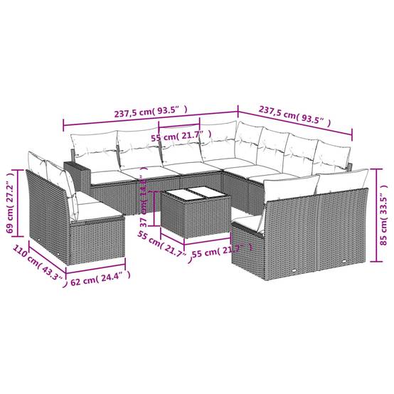 ComfortXL - Salon de jardin bas 12 pcs Résine Tressée Gris Clair avec Table et Coffres de Rangement – ComfortXL Outdoor Living - Image 3